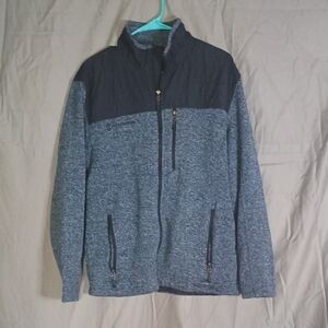 Free Country Men's Heathered Blue and Black Zip-Up Sweater